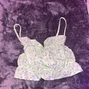 brand new women’s small h&m green floral bra sized top